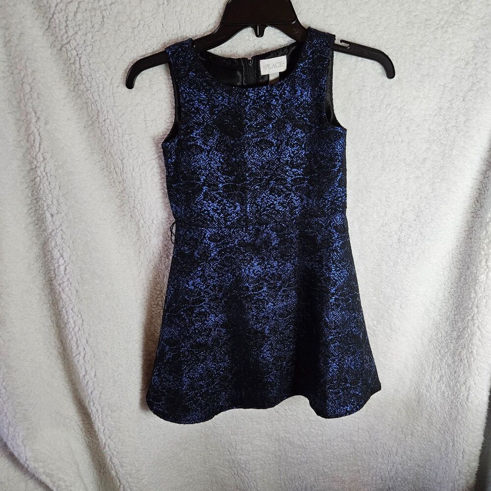 PLACE Shiny Blue and Black Dress Size 6/7